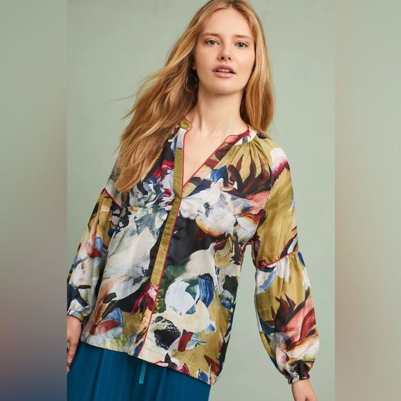 Anthropologie Vineet Bahl Sunbound Silk Blouse S NWOT - Picture 2 of 14